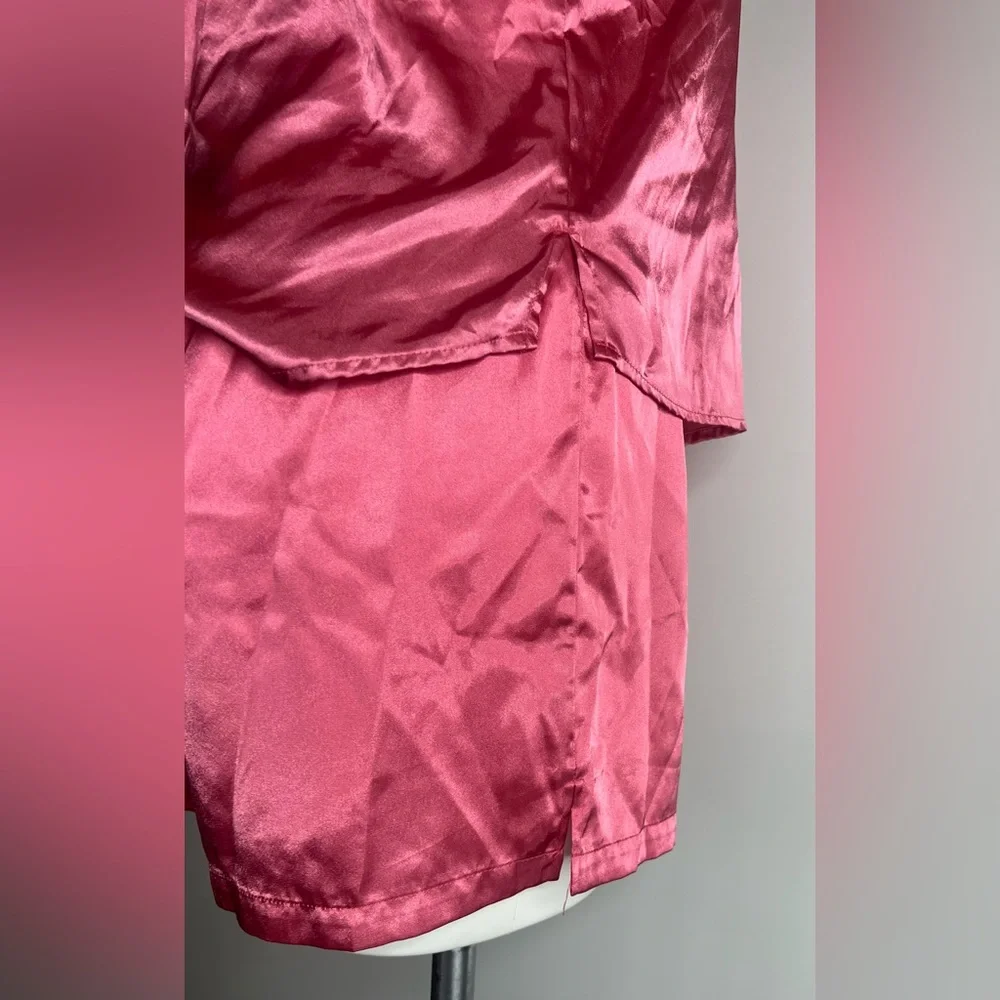 Vintage Satin Pajama Set 90s Valerie Stevens Sleevless Top Shorts Pink Silky Pjs - Picture 12 of 16